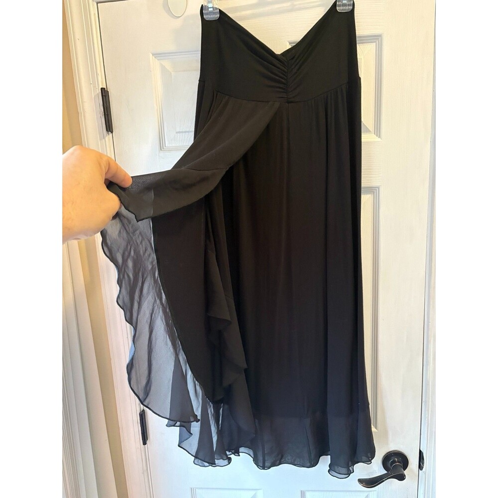 Apt. 9 Women’s L Black Asymmetrical Maxi Dress-skirt Chiffon Ruffle High Low - Picture 2 of 9